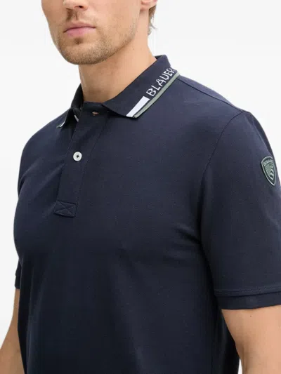 Blauer 로고 패치 반소매 폴로 셔츠 In Blue