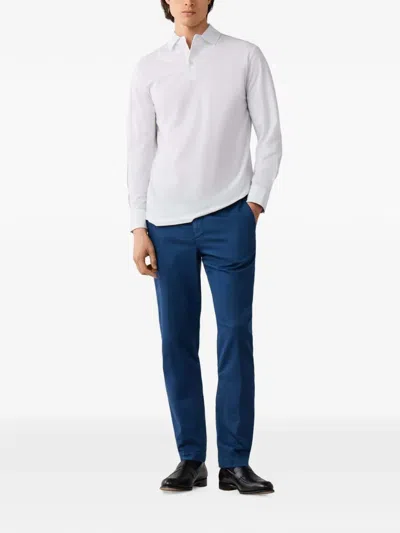 Hackett London 긴소매 폴로 셔츠 In White
