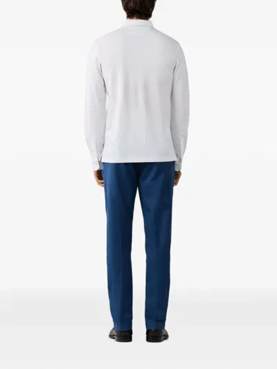 Hackett London 긴소매 폴로 셔츠 In White