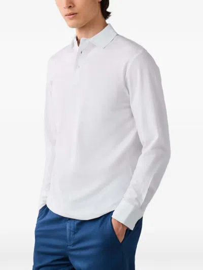 Hackett London 긴소매 폴로 셔츠 In White