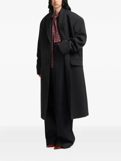 Marni Deep Grey Tweed Oversized Coat In Black