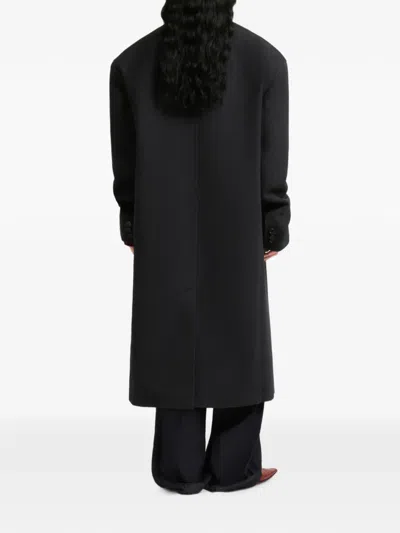 Marni Deep Grey Tweed Oversized Coat In Black