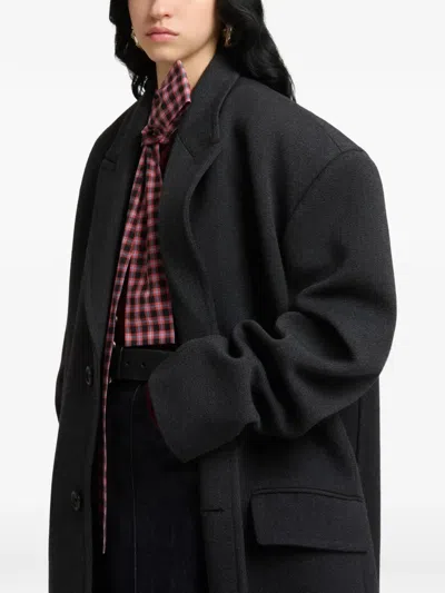 Marni Deep Grey Tweed Oversized Coat In Black