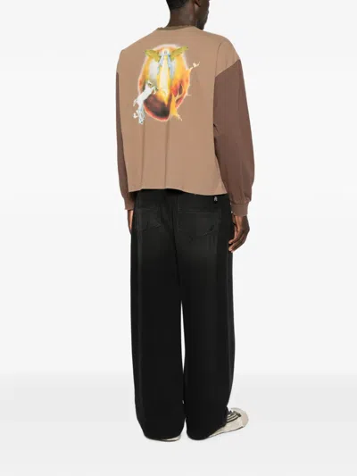 Protocol Index Graphic-print Long-sleeve T-shirt In Brown