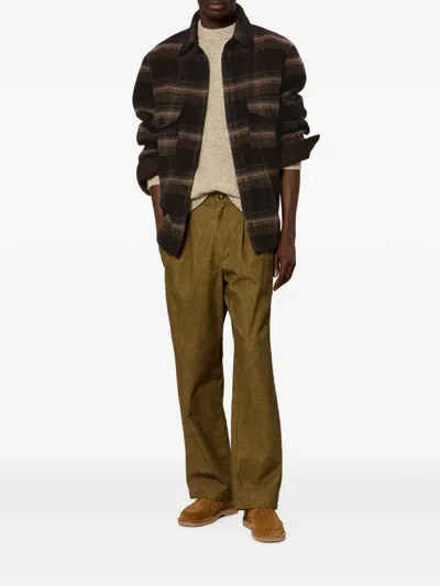 Isabel Marant Plaid Structured Collar Wool-blend Jacket In Brown
