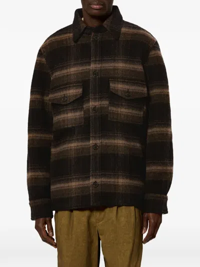 Isabel Marant Plaid Structured Collar Wool-blend Jacket In Brown