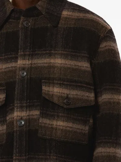 Isabel Marant Plaid Structured Collar Wool-blend Jacket In Brown