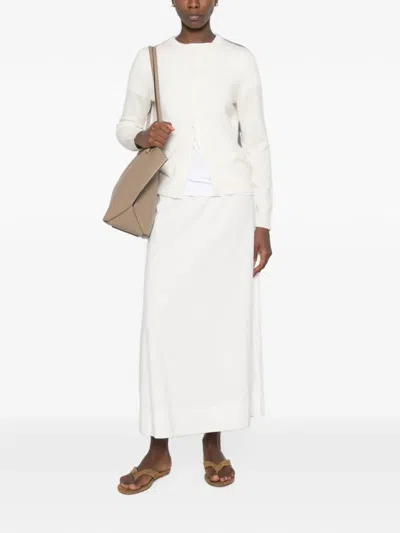 Bompard 캐시미어 크루 넥 가디건 In White
