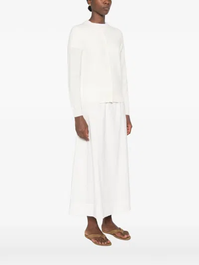 Bompard 캐시미어 크루 넥 가디건 In White