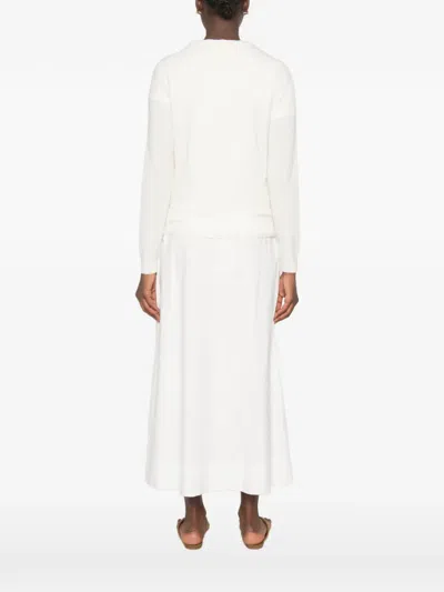 Bompard 캐시미어 크루 넥 가디건 In White