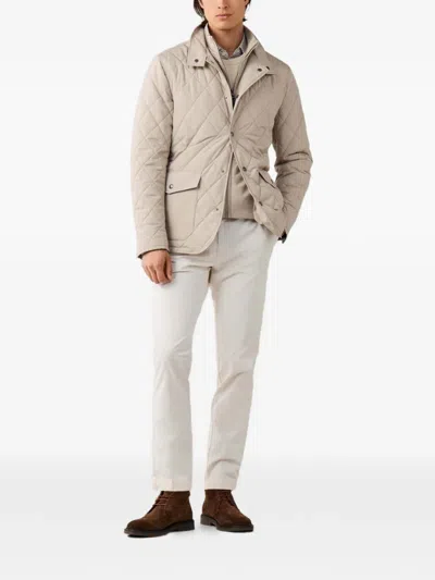 Hackett London 패덕 퀼팅 패딩 재킷 In Neutral