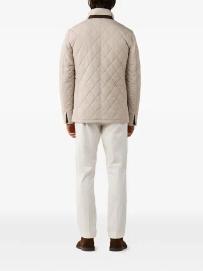 Hackett London 패덕 퀼팅 패딩 재킷 In Neutral