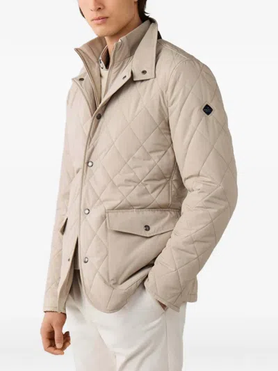 Hackett London 패덕 퀼팅 패딩 재킷 In Neutral