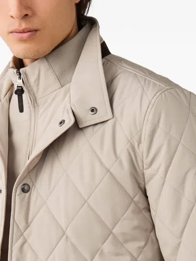 Hackett London 패덕 퀼팅 패딩 재킷 In Neutral