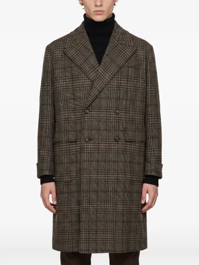 Caruso Rigoletto Check Double-breasted Coat In Brown