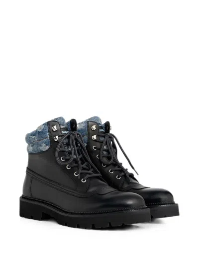 Dsquared2 D2 Monogram Ankle Boots In Blue