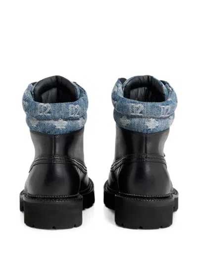 Dsquared2 D2 Monogram Ankle Boots In Blue