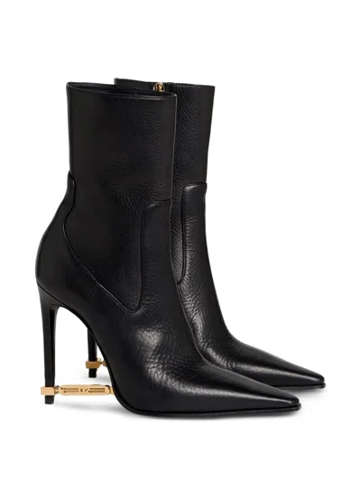 Dsquared2 메탈 바 힐 앵클 부츠 In Black