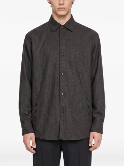 Darkpark Micro-check Button-up Shirt In Black