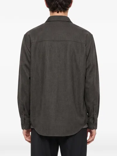 Darkpark Micro-check Button-up Shirt In Black