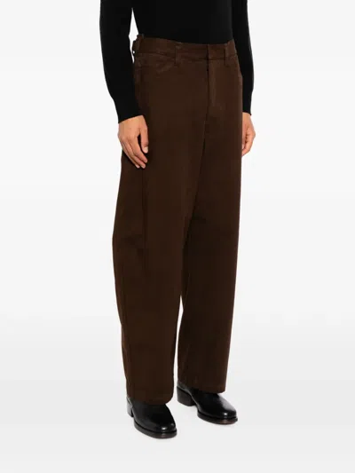 Lemaire 하이 웨이스트 와이드 팬츠 In Brown