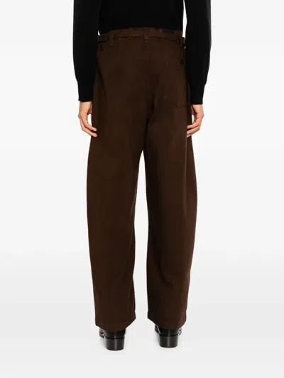 Lemaire 하이 웨이스트 와이드 팬츠 In Brown