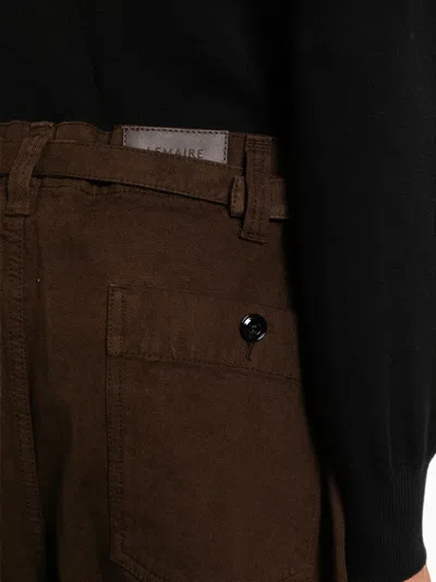 Lemaire 하이 웨이스트 와이드 팬츠 In Brown