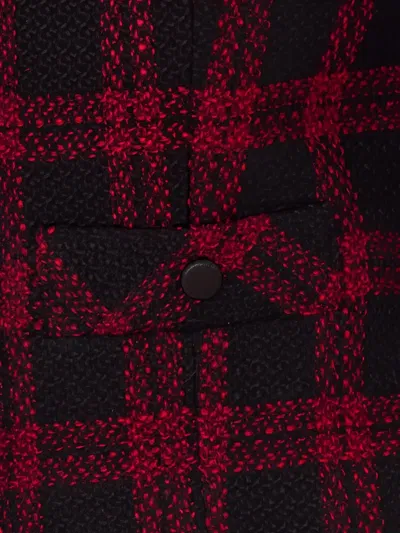 Pinko Check-pattern Tweed Jacket In Red