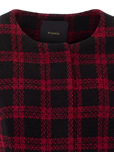 Pinko Check-pattern Tweed Jacket In Red
