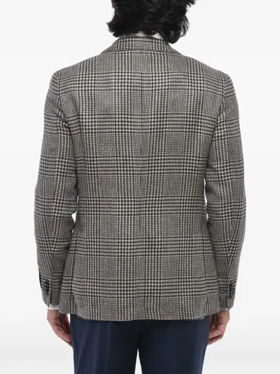 Corneliani Houndstooth Single-breasted Blazer In Gray