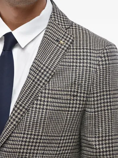 Corneliani Houndstooth Single-breasted Blazer In Gray