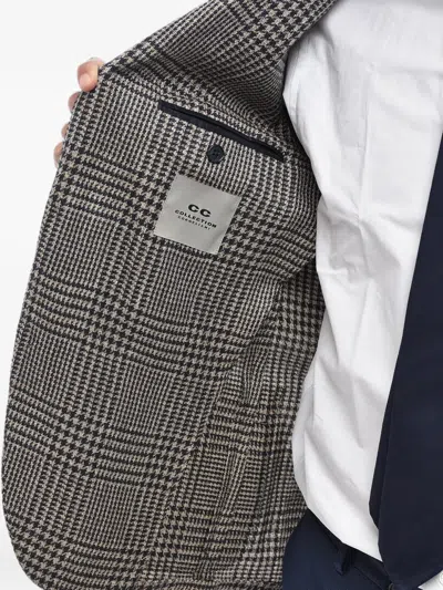 Corneliani Houndstooth Single-breasted Blazer In Gray