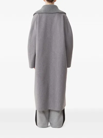 Lanvin 골지 칼라 더블 브레스티드 코트 In Gray