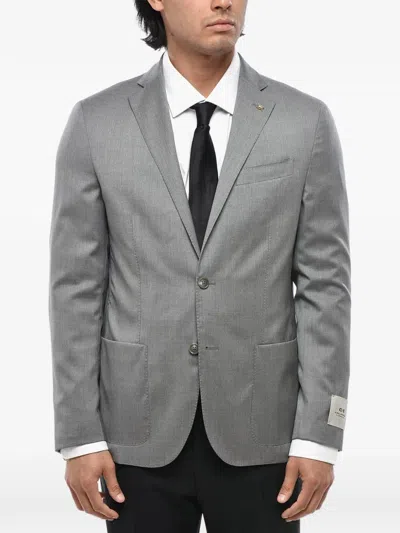 Corneliani Single-breasted Patch-pocket Blazer In Gray