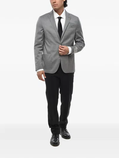 Corneliani Single-breasted Patch-pocket Blazer In Gray