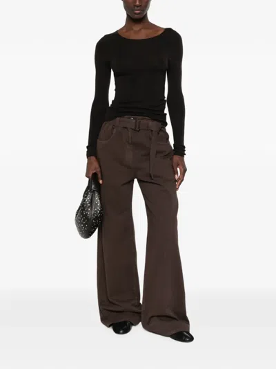 Bompard 심리스 파인 니트 스웨터 In Brown