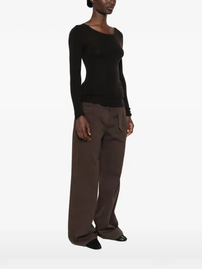 Bompard 심리스 파인 니트 스웨터 In Brown