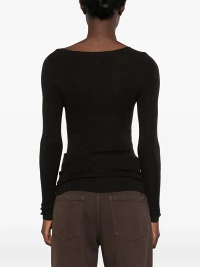 Bompard 심리스 파인 니트 스웨터 In Brown