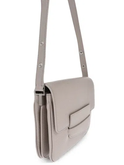 Il Bisonte Hammered Leather Shoulder Bag In Gray