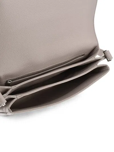 Il Bisonte Hammered Leather Shoulder Bag In Gray