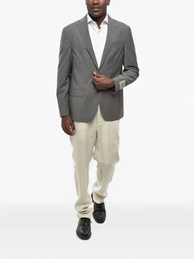 Corneliani Single-breasted Wool Blazer In Gray
