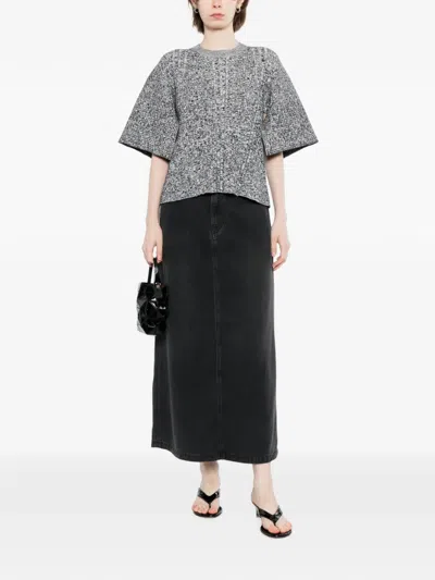 Jnby A라인 데님 맥시 스커트 In Black
