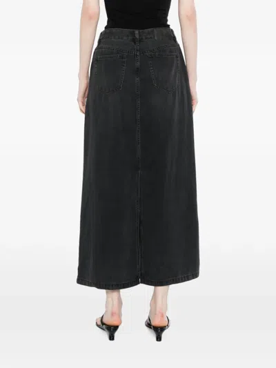 Jnby A라인 데님 맥시 스커트 In Black