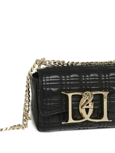 Dsquared2 Quilted Leather Shoulder Bag In Black