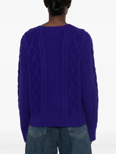 Bompard 케이블 니트 V넥 스웨터 In Purple