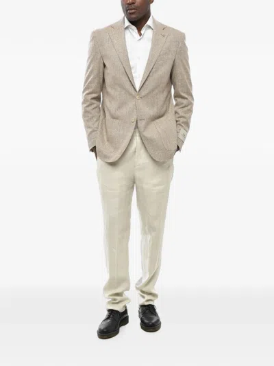 Corneliani Single-breasted Patch-pocket Blazer In Neutral