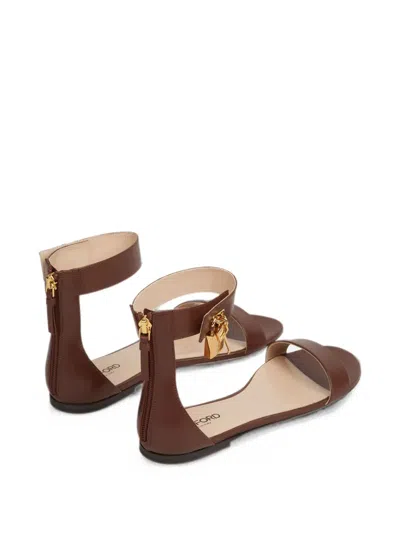 Tom Ford Padlock Ankle-strap Sandals In Brown