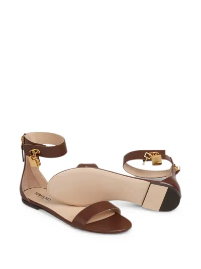 Tom Ford Padlock Ankle-strap Sandals In Brown