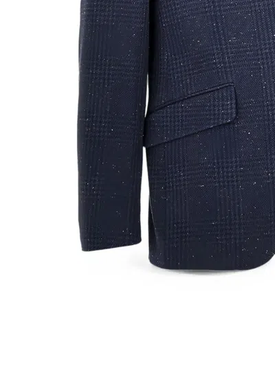 Etro Checked Single-breasted Blazer In Blue