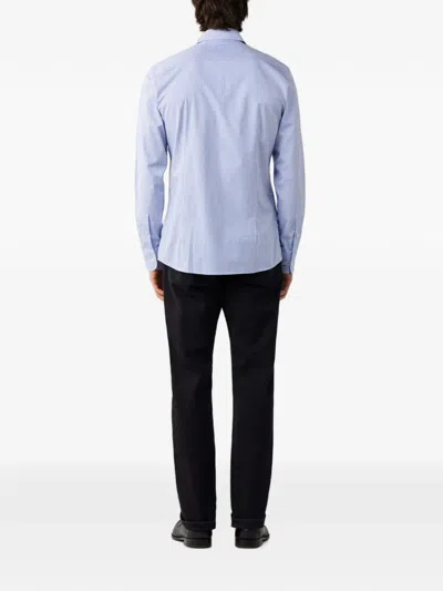 Hackett London 스트라이프 코튼 셔츠 In Blue